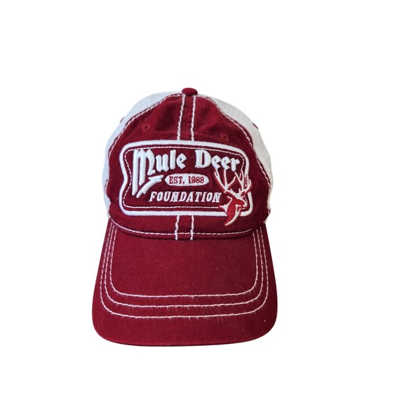 Mule Deer Foundation Est. 1988 Baseball Hat  Cap Mesh Snapback Maroon White MDF - Picture 1 of 9